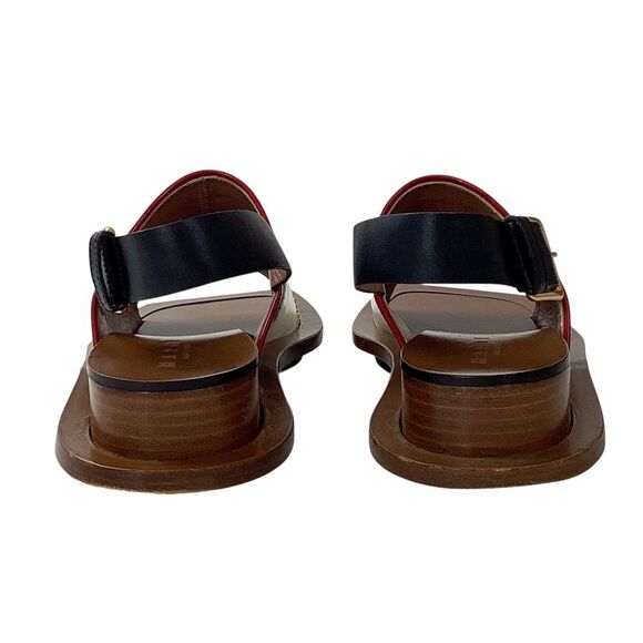 MARNI Size IT 38 (US 8) Sandals Red White Black Colorblock Slingback Shoes - Picture 5 of 15